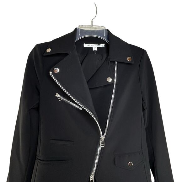 Veronica Beard Hadley Moto Scuba Jacket Size 0 Black Dickey Compatible ASO - Picture 9 of 12